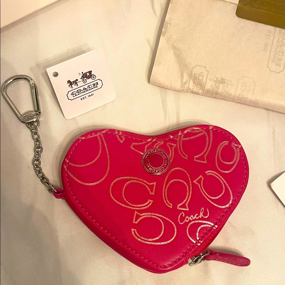 Coach Vintage Pink Heart Coin Pouch